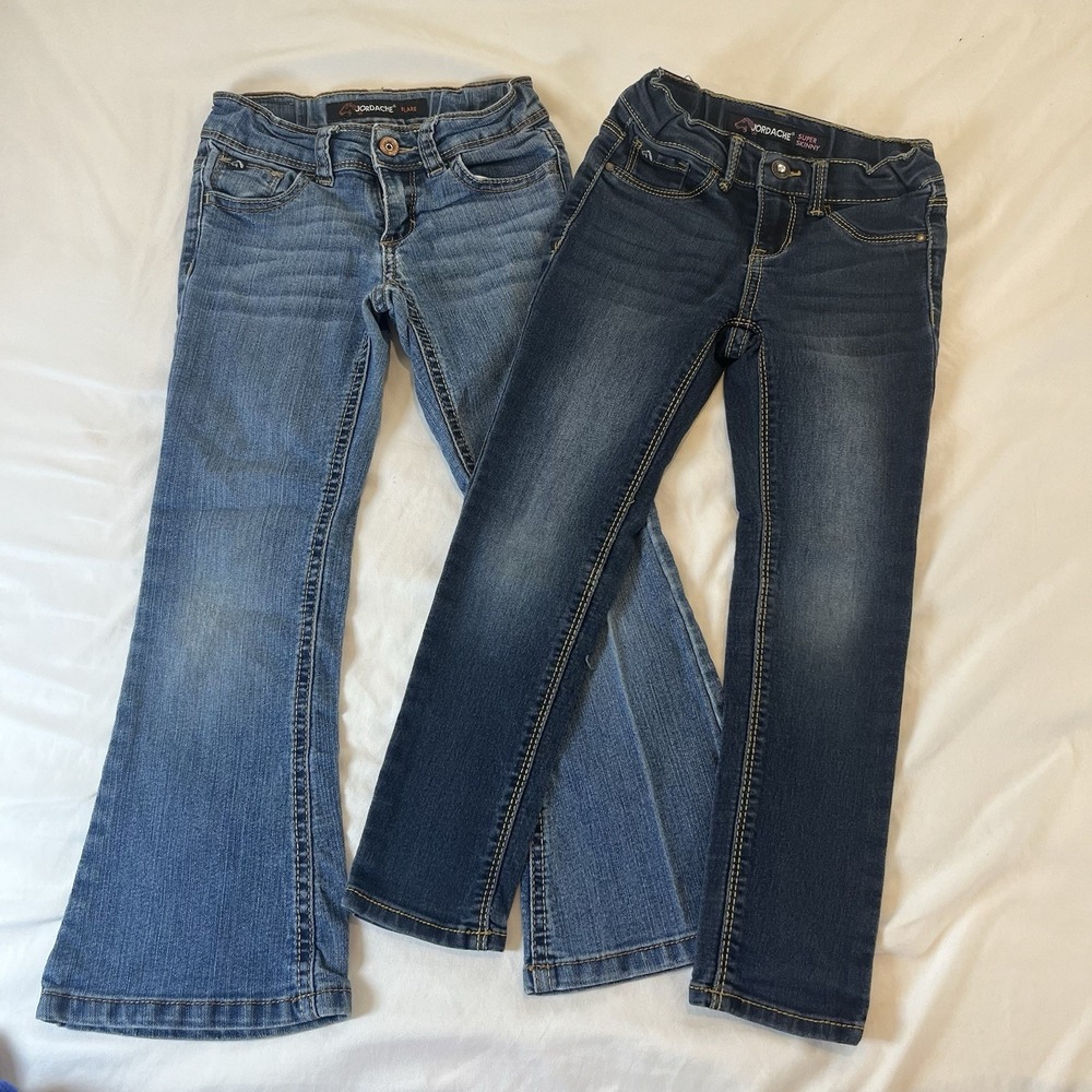 Jordache Flare Blue Jeans Adj Waist Stretch‎ Girl's Size 6 Skinny